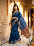sambalpuri blue saree wide border 2