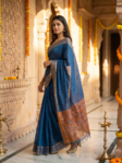 sambalpuri blue saree wide border 2