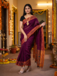 sambalpuri plum saree wide border 2