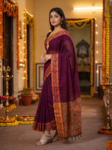 sambalpuri plum saree wide border 2
