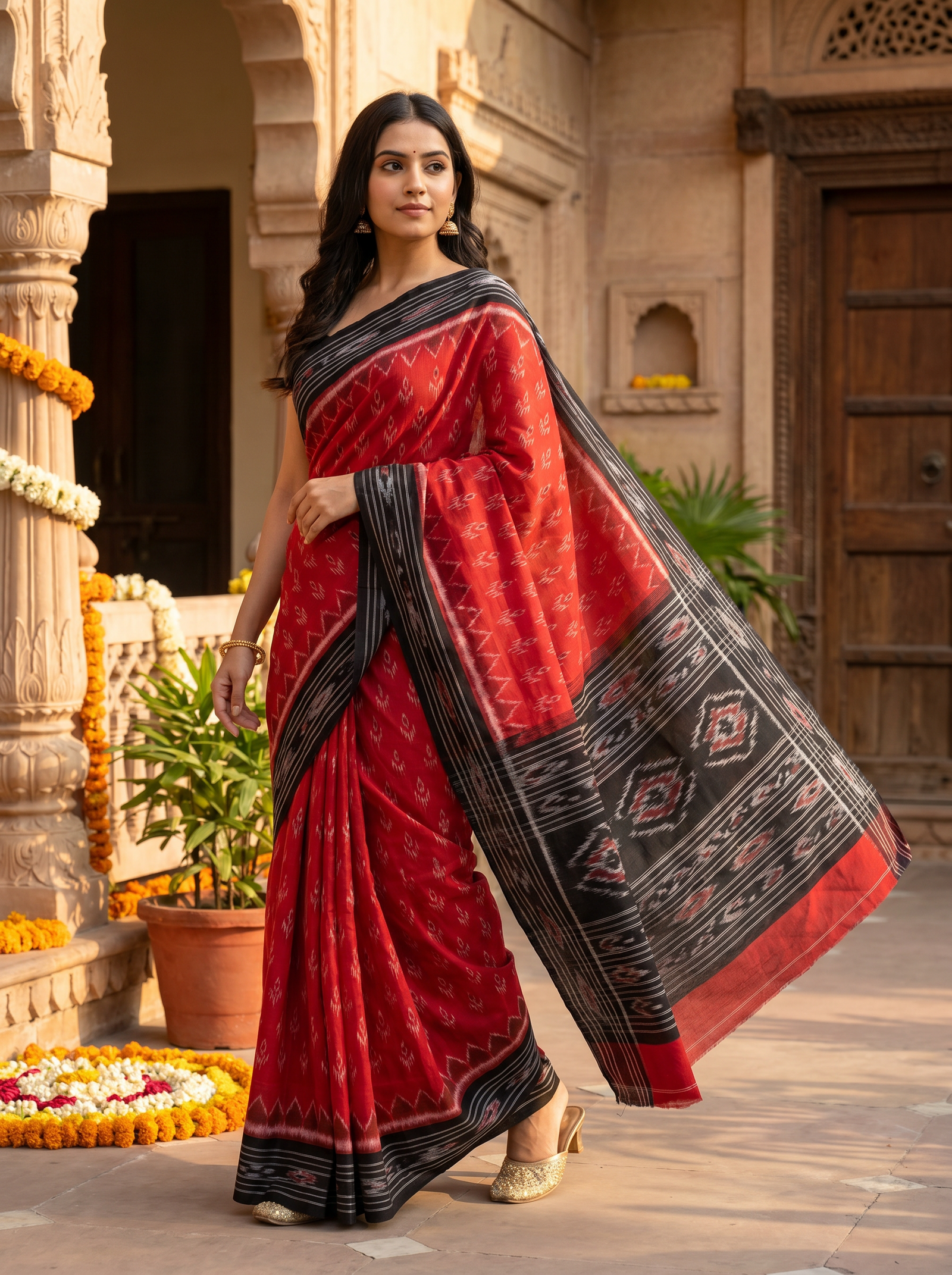 sambalpuri red saree 4.4